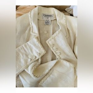 CHANEL Linen lace-up detailing Blazer Size 36 France